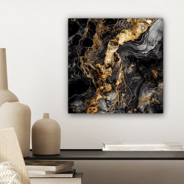 OneMillionCanvasses® Leinwandbild Marmor - Schwarz - Gold - Abstrakt, (1 St), Leinwand Bilder für Wohnzimmer Schlafzimmer, 20x20 cm