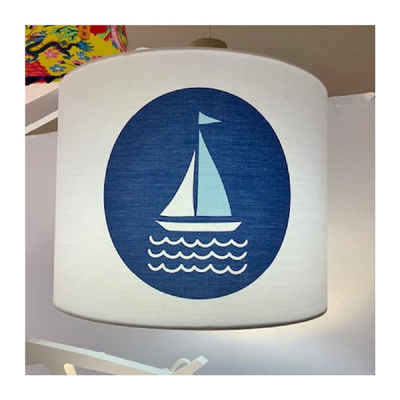 AURUM Hängeleuchten Kinderzimmer-Hängelampe, blau/weiß, Motiv Segelschiff, D: 35cm