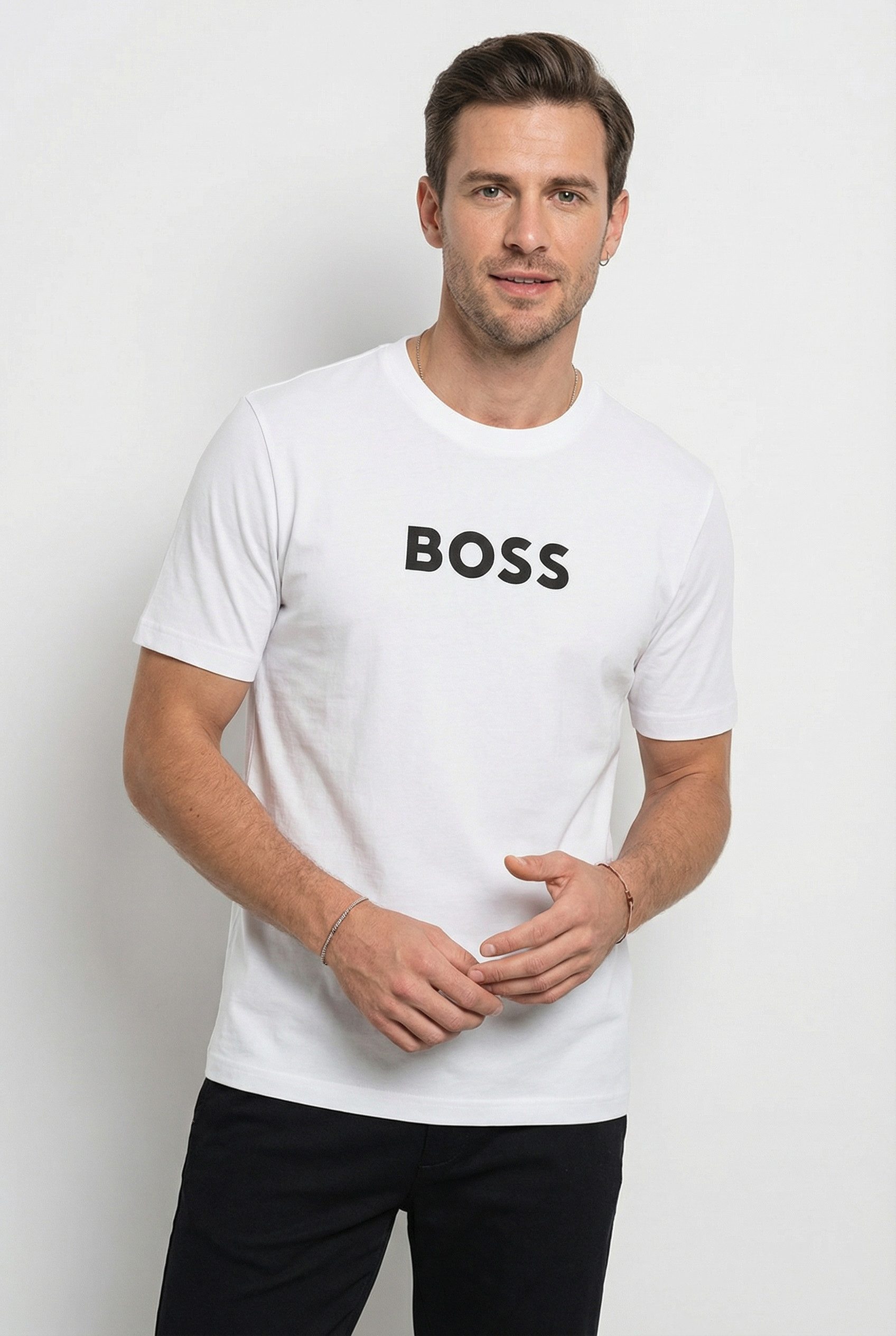 BOSS GREEN T-Shirt Rundhalsausschnitt, Regular Fit, Boss-Logodruck günstig online kaufen