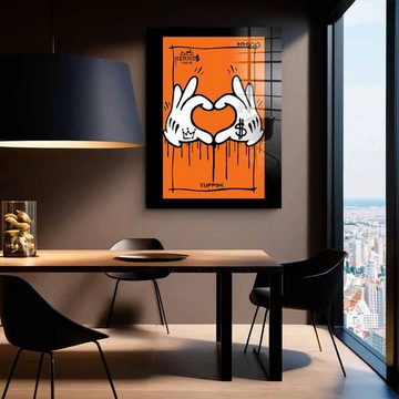 DOTCOMCANVAS® Acrylglasbild Orange Heart - Acrylglas, Acrylglasbild Orange Heart Mickey Mouse Comic Cartoon orange Wandbild