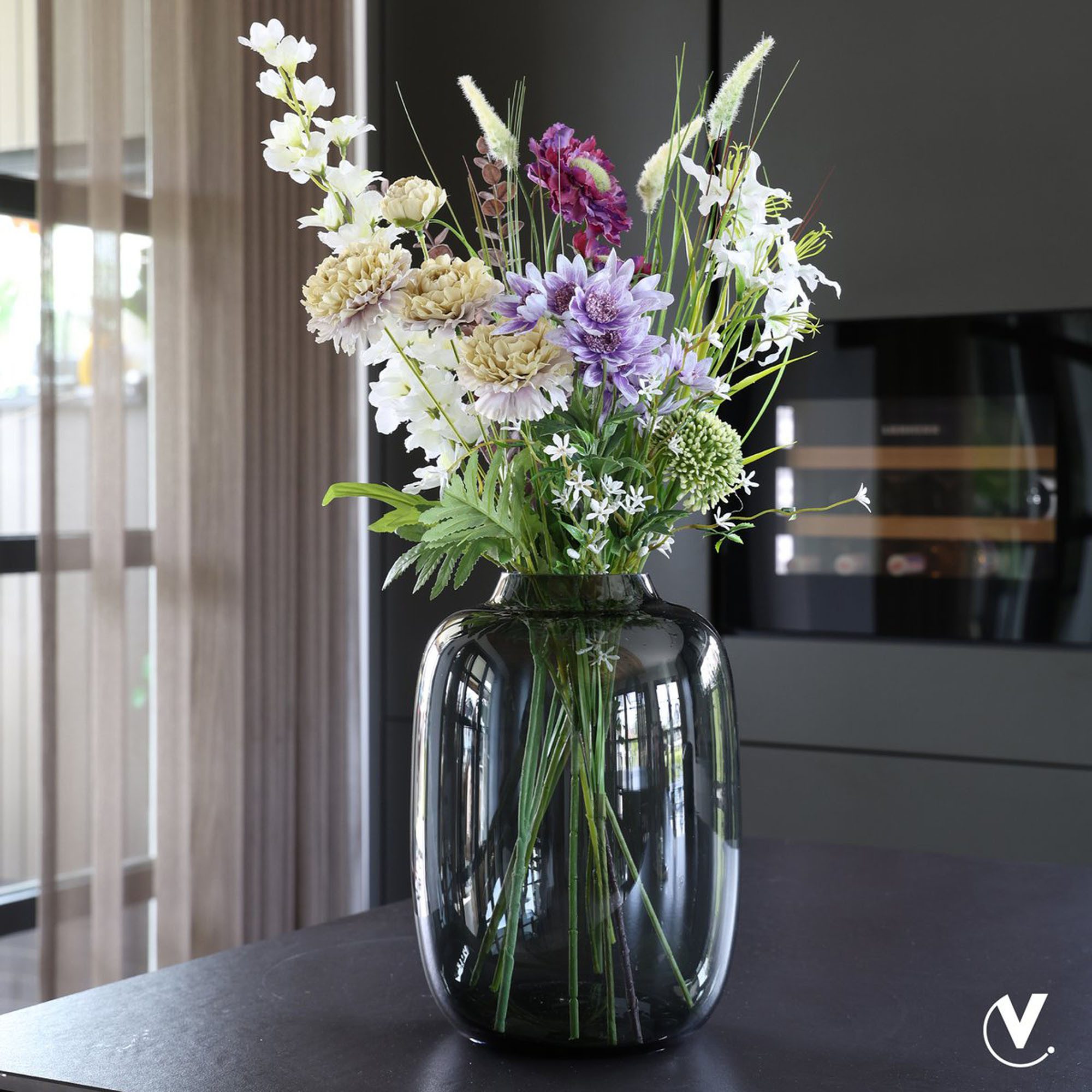 Vase the World Tischvase Glasvase breit 29 cm für Blumen Glas mundgeblasen (1 St), abgerundete Zylinderform, mundgeblasen