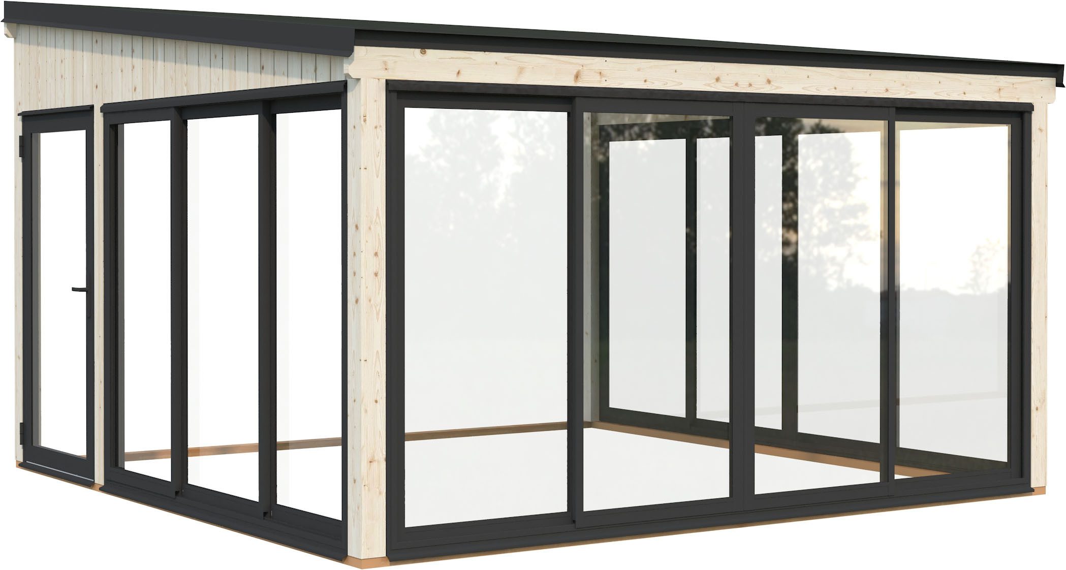 Palmako Holzpavillon Lumi 16,6 m² Slide Plus, (Set), BxTxH: 425x430x276 cm