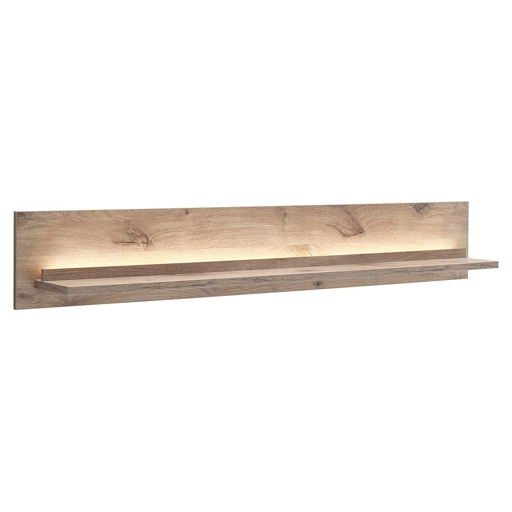 Lomadox Wandregal SAGUNTO-05, mit LED-Beleuchtung, in Eiche