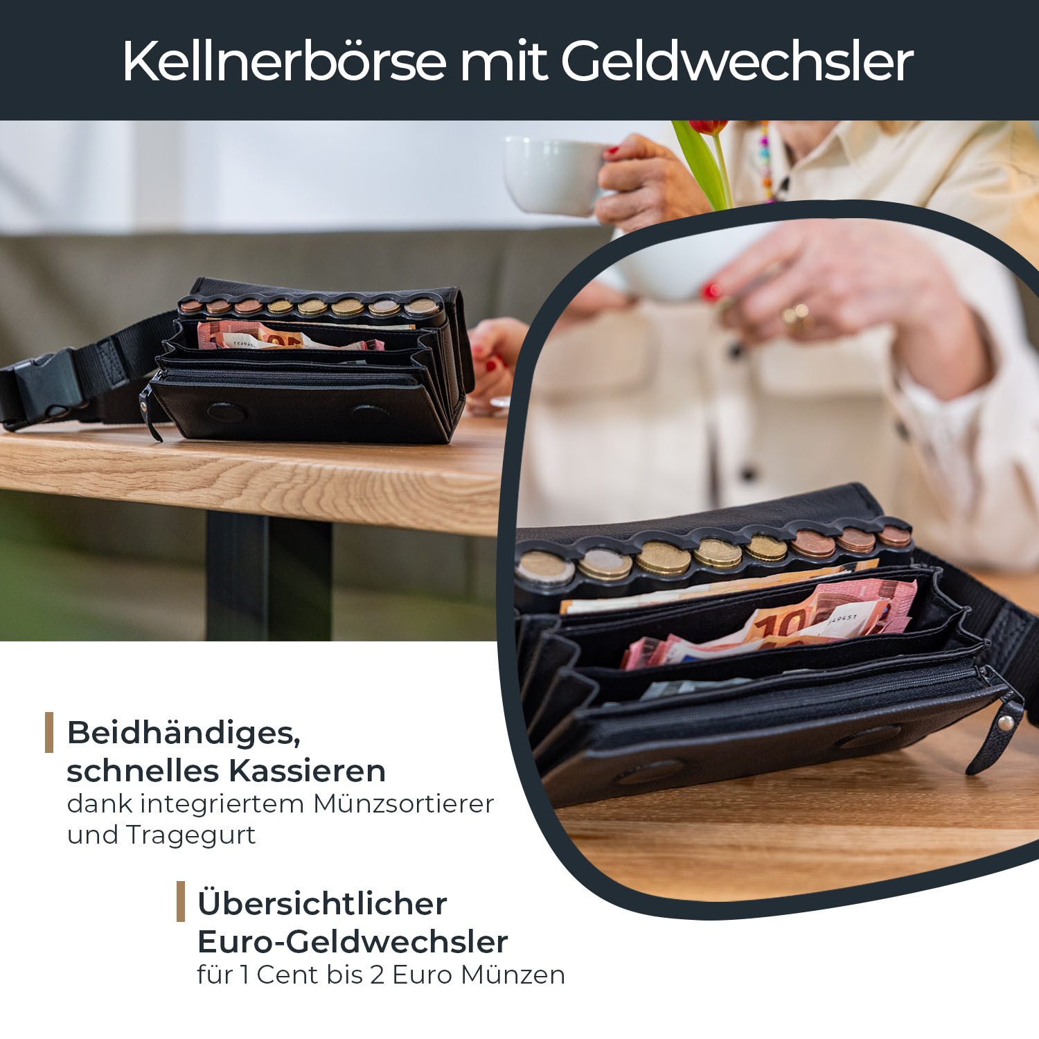 HMF Kellnerbörse Hochwertige Kellnertasche aus Echtleder (inkl. Hüftgurt mi günstig online kaufen