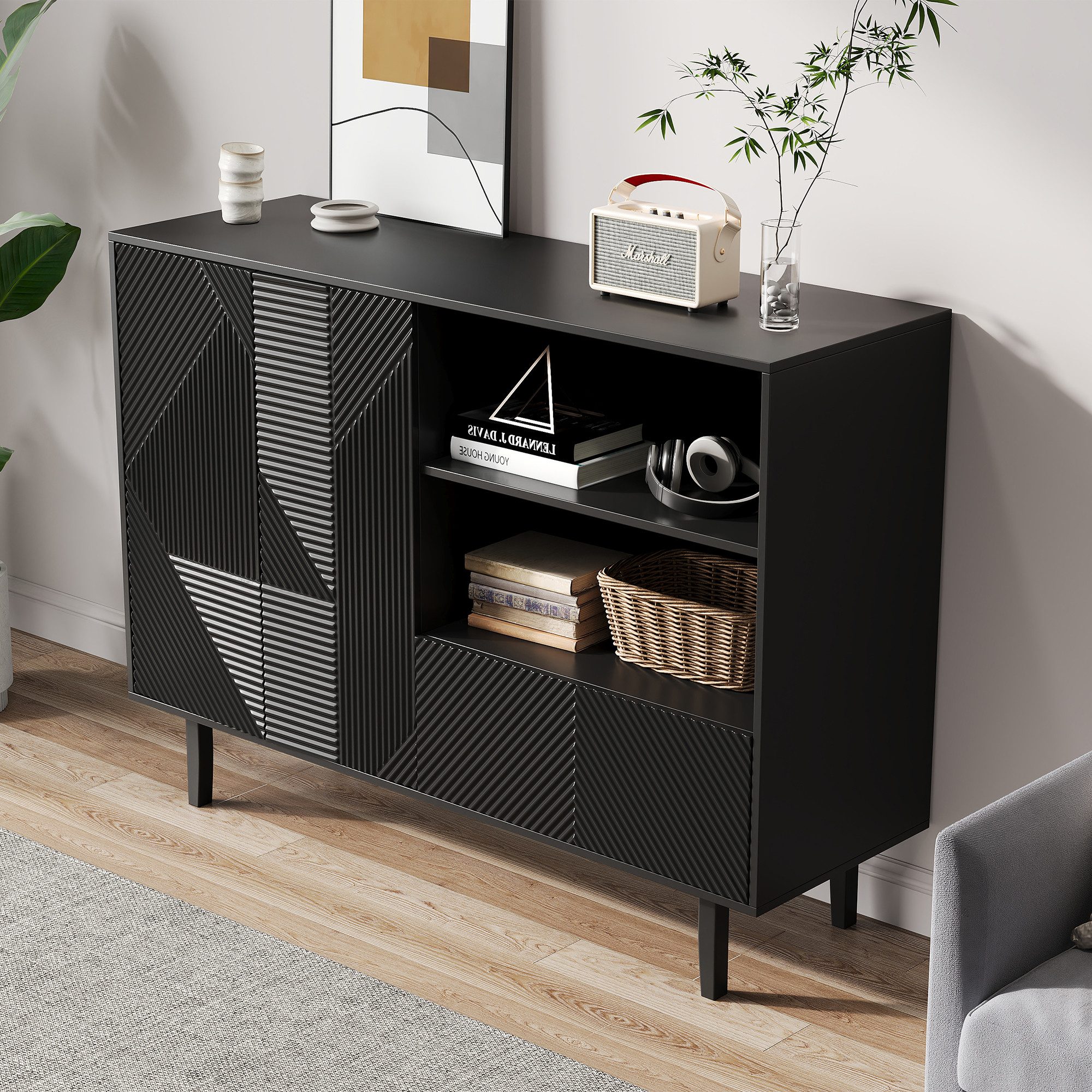 HAUSS SPOLE Sideboard mit 2 öffnenden Türen und 1 Schublade, offener Staura günstig online kaufen