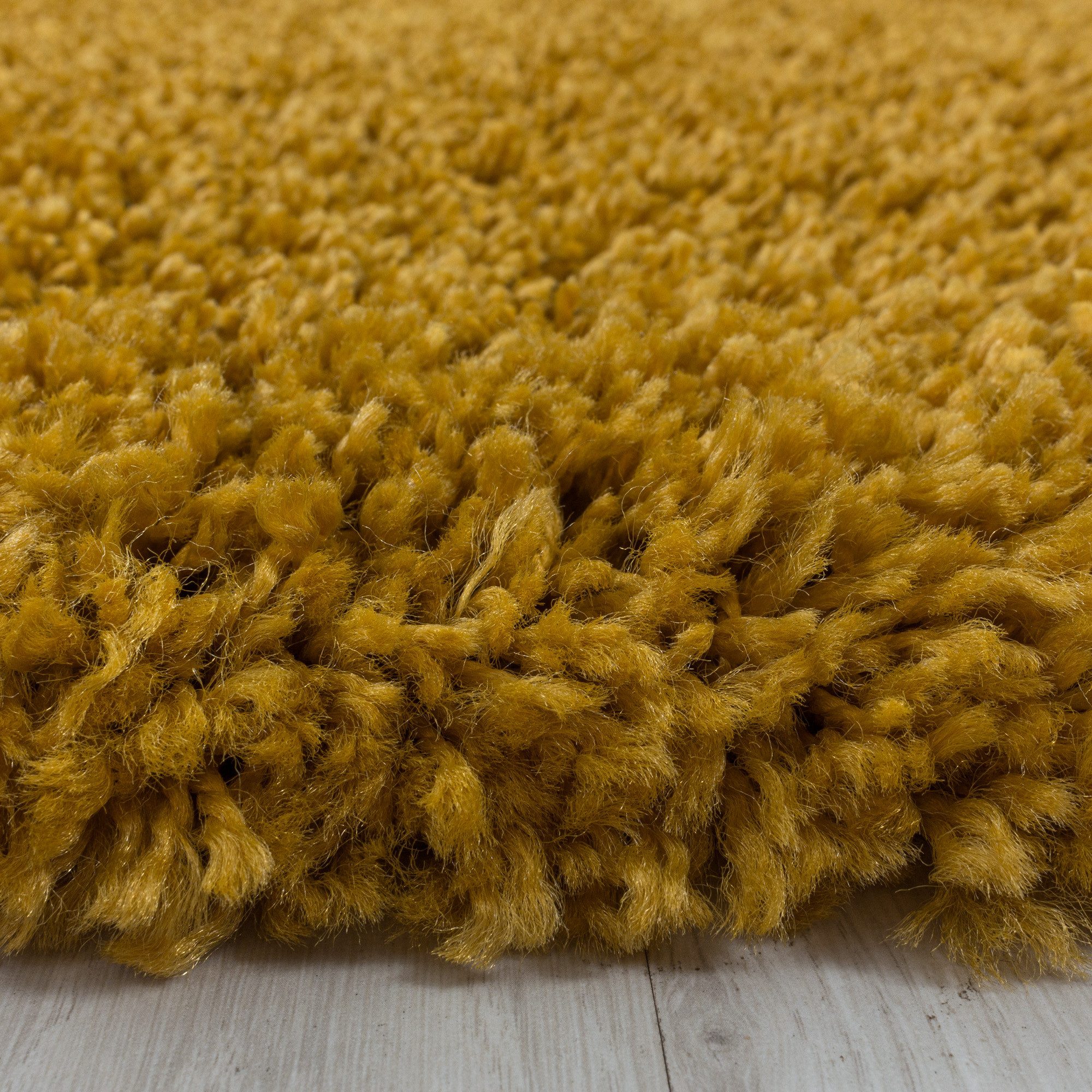 KADIMA DESIGN Teppich SPREE Shaggy Langflor Wohnzimmer Schlafzimmer Waschbar Esszimmer, Läufer, Höhe: 32 mm, Gold, 60x110 cm, Wohnzimmerteppich Strapazierfähig  – Bild 4 von 5