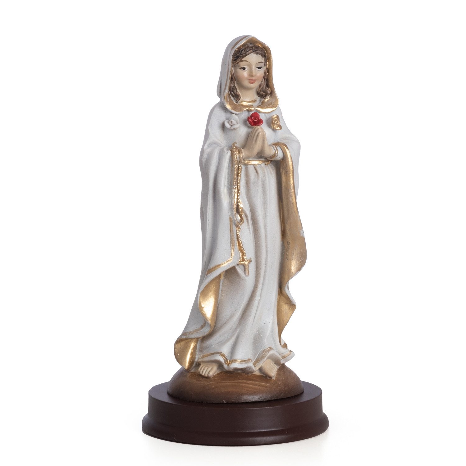 Moritz Dekofigur Marienfigur 14 cm – Statue aus Polyresin Weiß/Gold, Polyresin Figuren Deko Geschenk Geometrische TierFigur Modern Skulptur