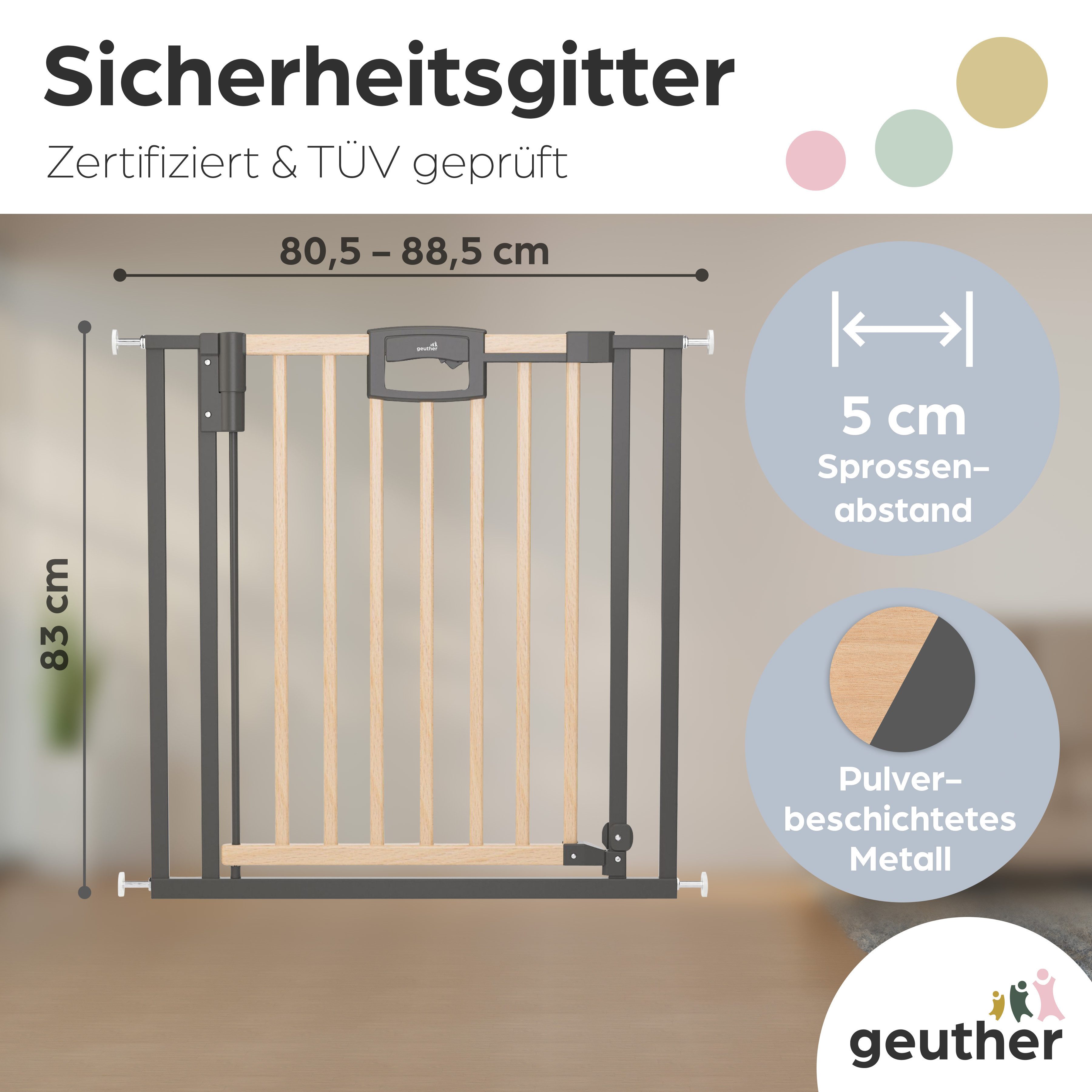 Geuther Türschutzgitter Türschutzgitter Easylock 80,5-88,5 cm in Holz/Schwa günstig online kaufen