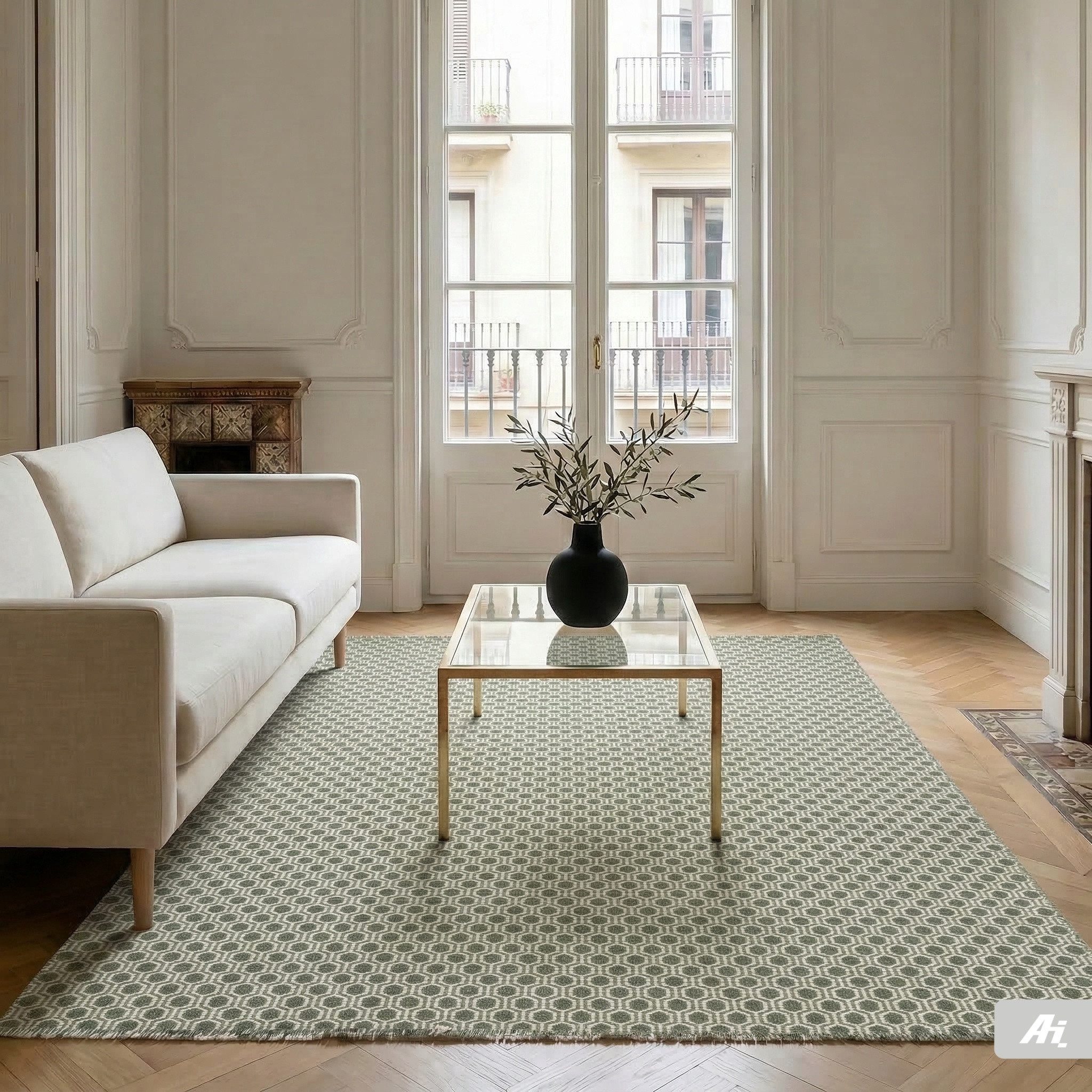 Carpet Avenue Teppich Kelim Dhorri Diamond - Grün 230x160, Rechteck, Höhe: 4 mm