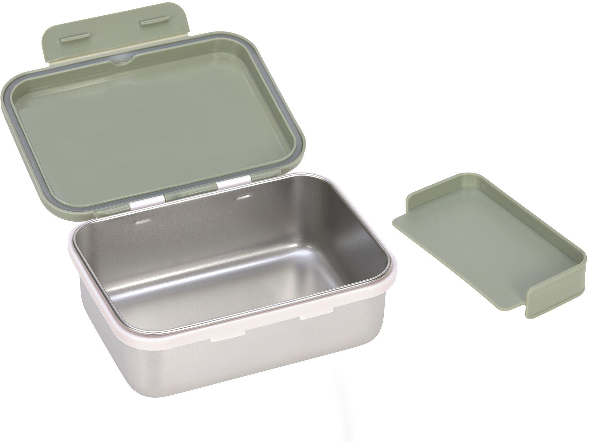 LÄSSIG Lunchbox Happy Prints, Light Olive, Edelstahl, Polyprophylen (PP), Silikon, (1-tlg)