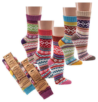 Wowerat Norwegersocken bunte Norweger Socken Baumwolle mit schönem Muster Hygge Damen Mädchen