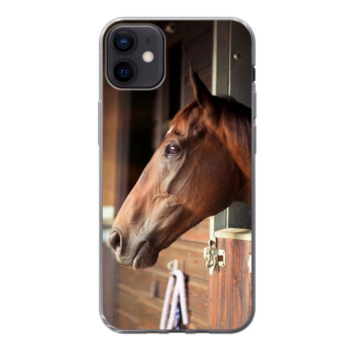 MuchoWow Handyhülle Pferd - Stall - Sonne Handyhülle Apple iPhone 12 Mini Smartphone-Bumper Print Handy