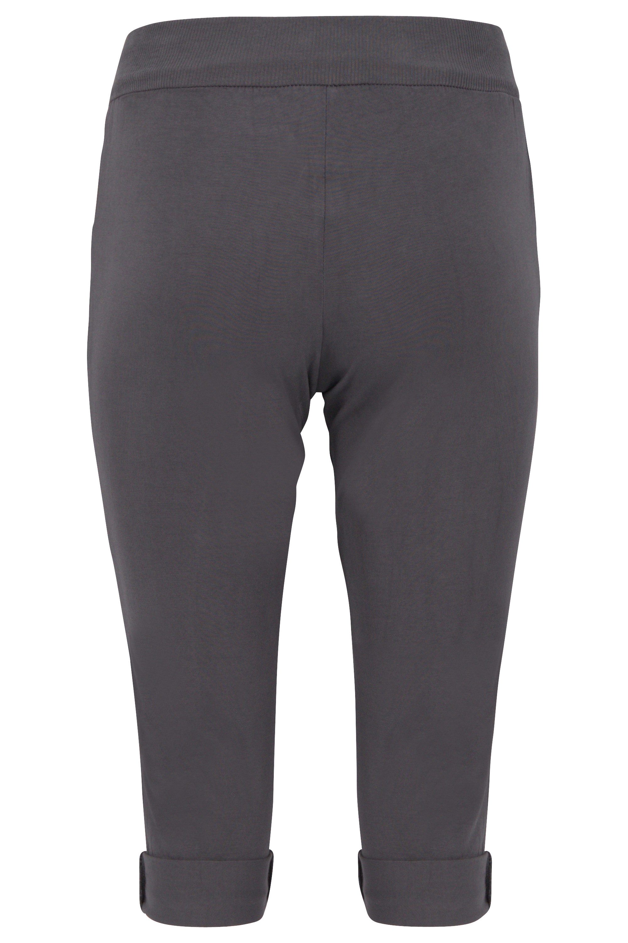 malito more than fashion Caprihose malito Damen kurze Hose, lässige Boyfriendhose, Sweatpants in Unifar Schlupfform mit Bindeband Einheitsgröße