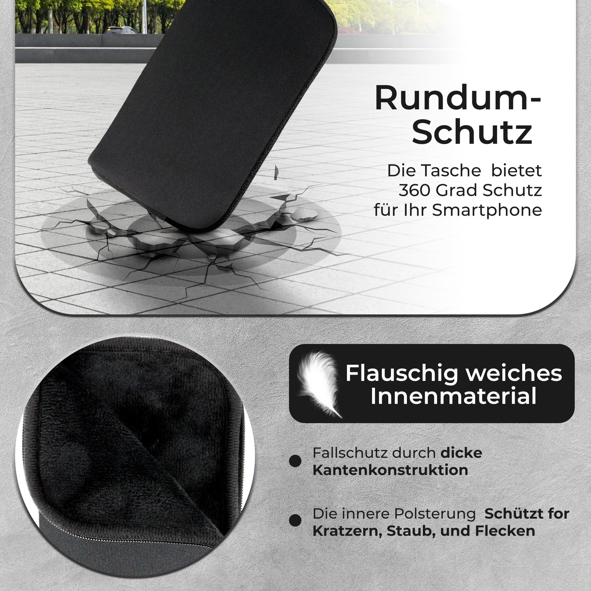 XiRRiX Handytasche für Smartphone - universal Handyhülle mit Handschlaufe (kompatibel mit z.B. Iphone 15 Pro Max, 16 Pro Max, 17 Pro Max, 1-tlg., Hülle mit Reiß – Bild 3 von 5