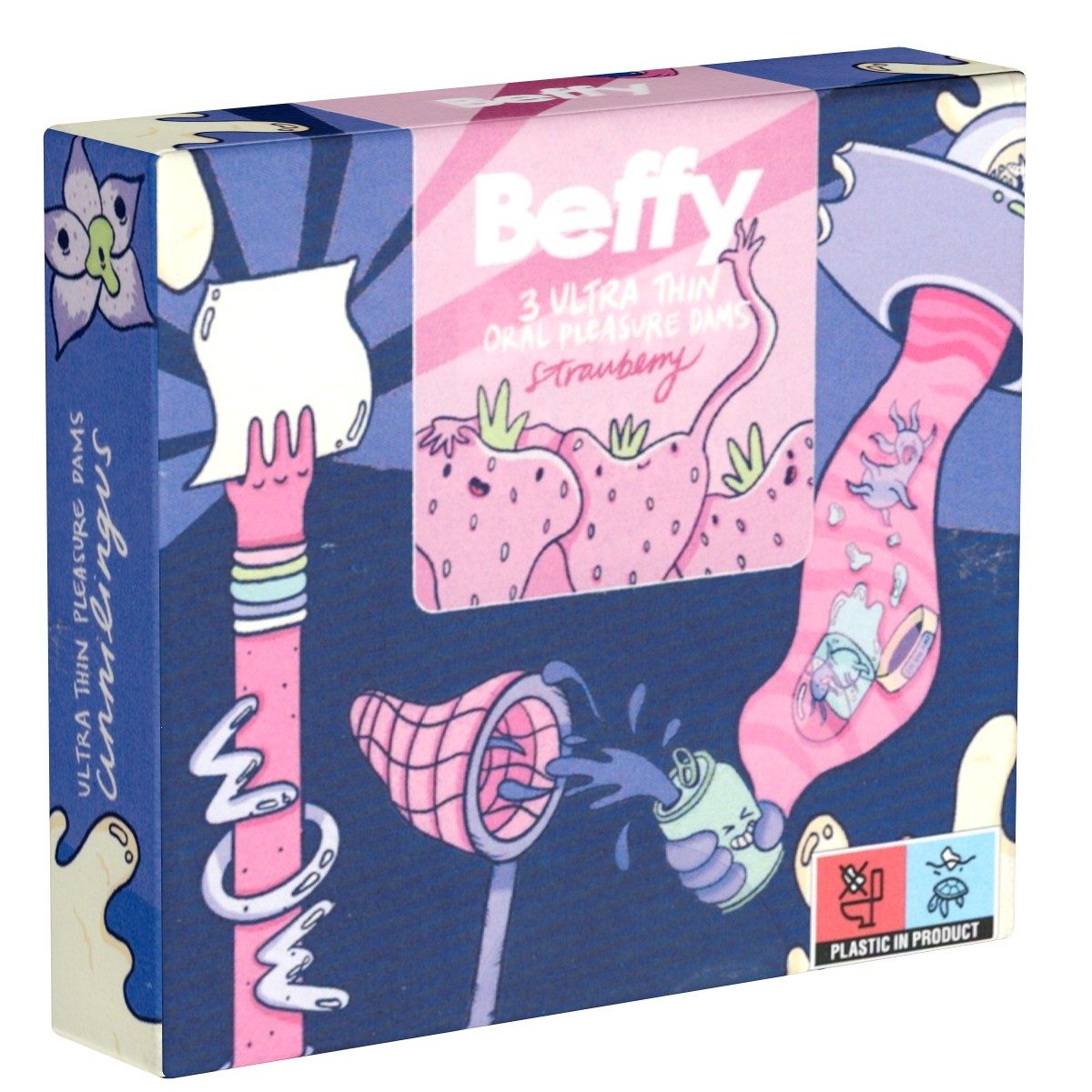 Asha International Kondome Beffy Oral Pleasure Dam Psckung mit, 3 St., Lecktücher mit Erdbeeraroma