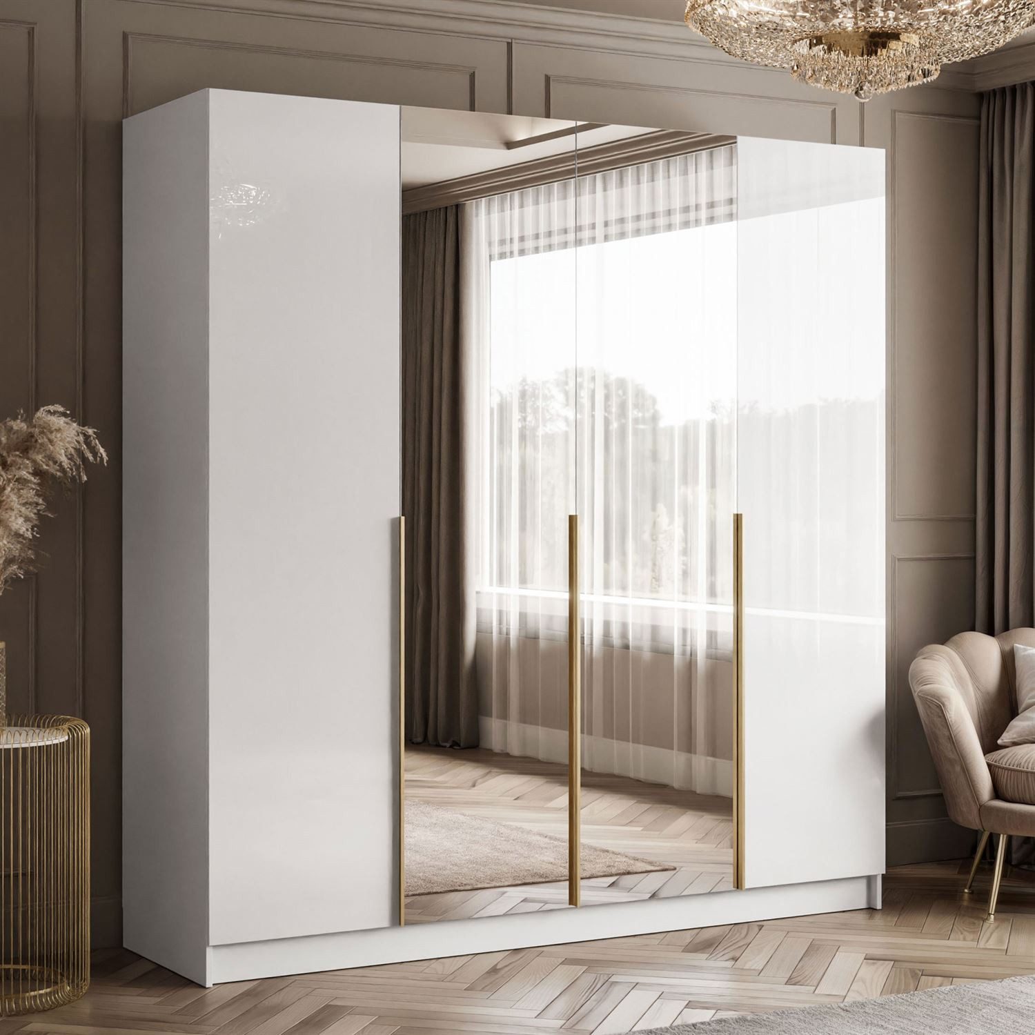 Lookway Kleiderschrank AUREL 4D in Weiß günstig online kaufen