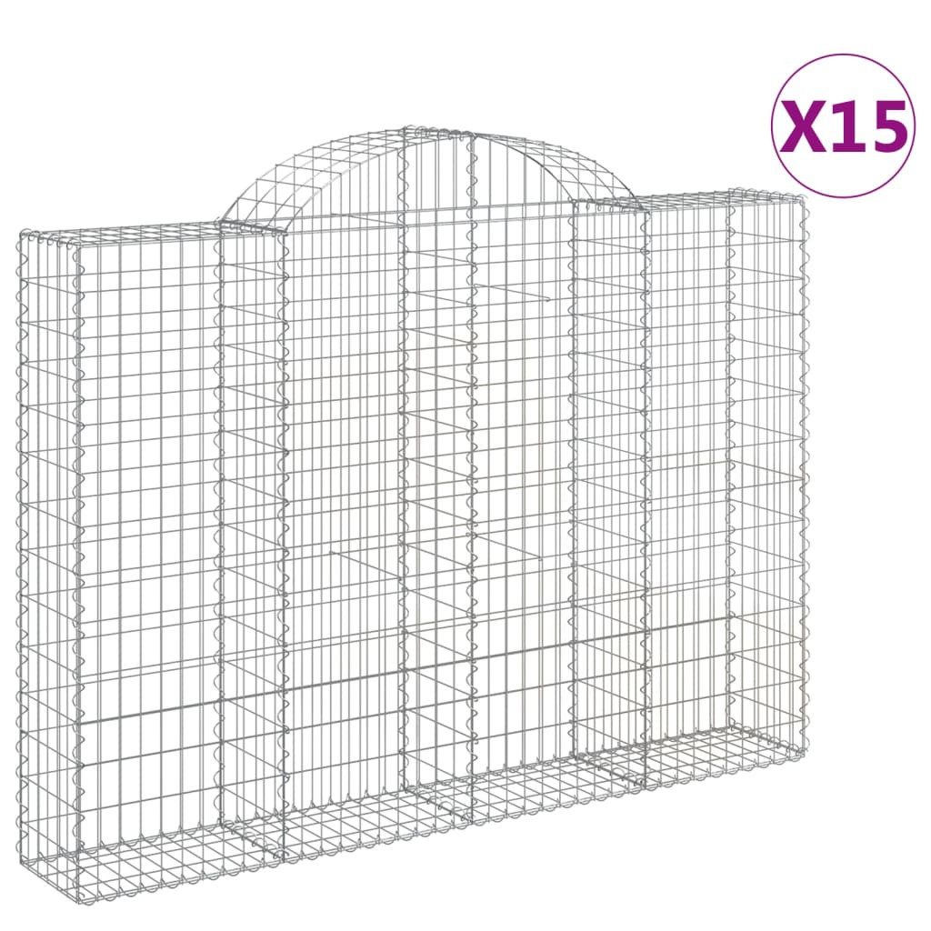 Thumbnail - vidaXL Gabionenzaun, Gabionen mit Hochbogen 15Stk. 200x30x140/160cm Verzinktes Eisen