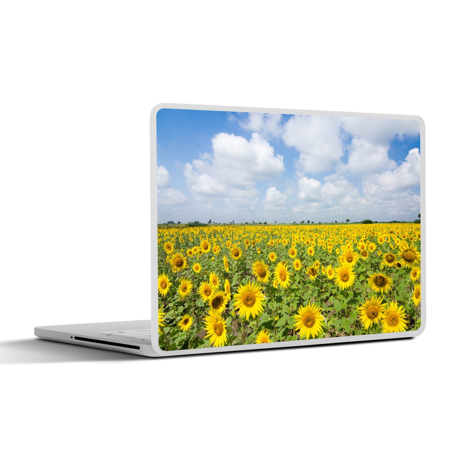 MuchoWow Laptop-Aufkleber Sonnenblumen - Blumen - Wolken - Natur - Gelb - Landschaft, (1tlg), Laptop Folien Cover, Aufkleber, Sticker, Schutz vor Kratzern, 30x21 cm