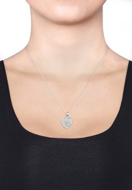 Elli Kette mit Anhänger Herz Anhänger mit Kristalle 925 Silber, Herz