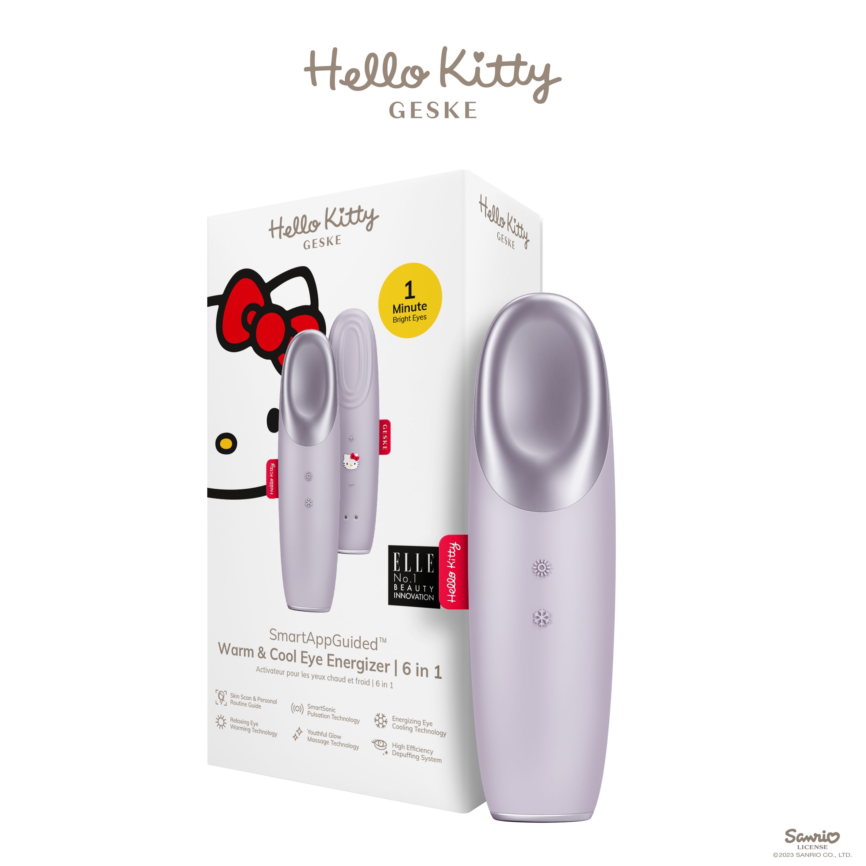 Hello Kitty Augen-Roll-on SmartAppGuided™ Warm & Cool Eye Energizer 6 in 1, 2-tlg., Gerät inkl. kostenloser APP (SmartAppGuided Device), Mit der GESKE App erhältst Du deine personalisierte Hautpflegeroutine. Hello Kitty Purple
