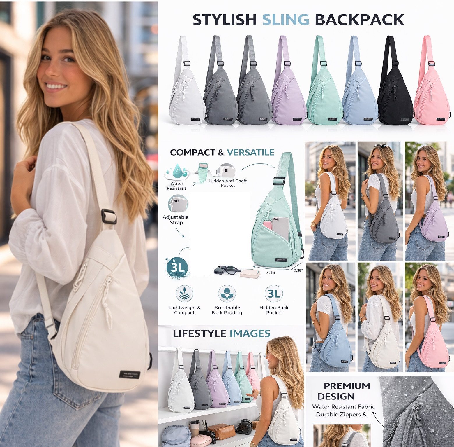 Antonio Umhängetasche Antonio Urban Line modische kleine City-Umhängetasche extra leicht