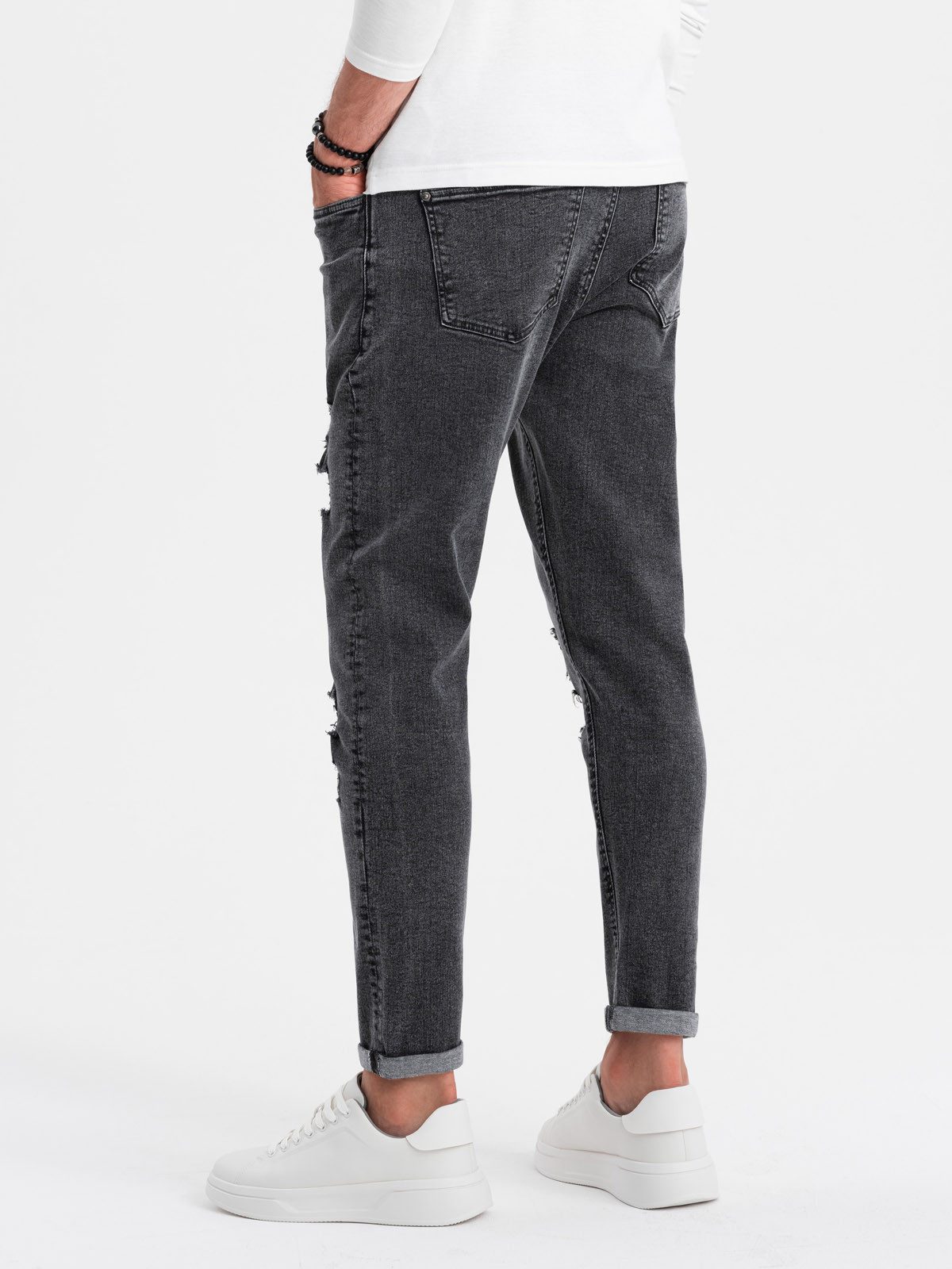 OMBRE Destroyed-Jeans Herren- Jeanshose TAPER FIT mit geriebenen Nähten