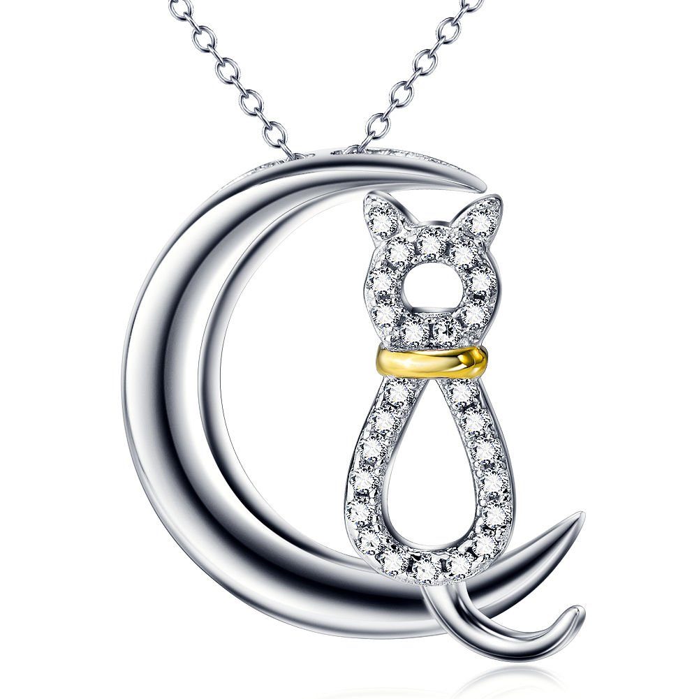 Schmuck-Elfe Kette mit Anhänger »Katze Moon« (inkl. Schmuckbox), 925 Silber  teilvergoldet online kaufen | OTTO