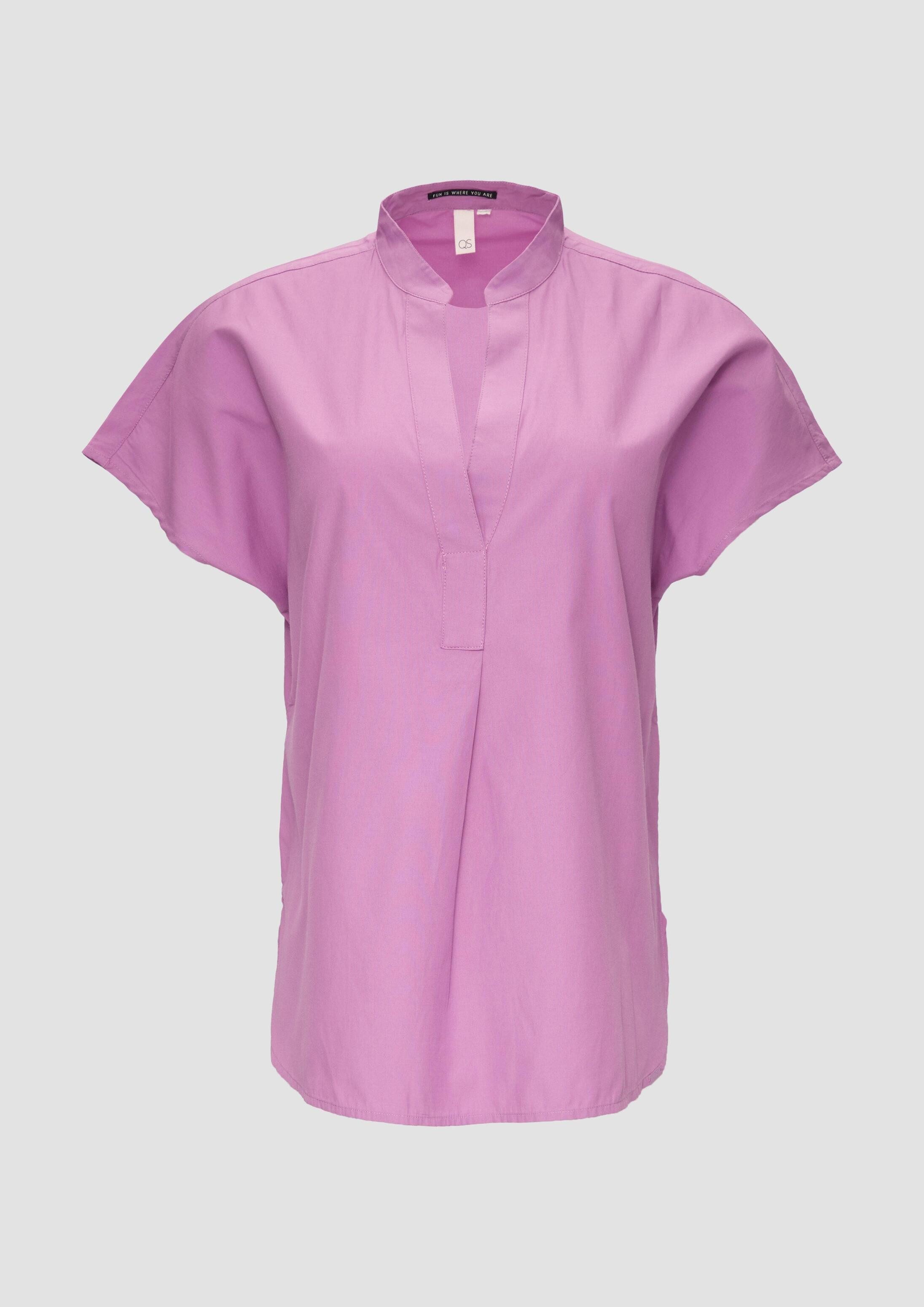 QS Kurzarmbluse Bluse Blusenshirt aus Popeline
