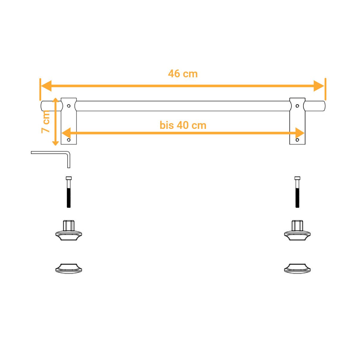 WITEN&NOCK Handtuchstange 46cm/56cm für Badheizkörper Ovalrohren günstig online kaufen