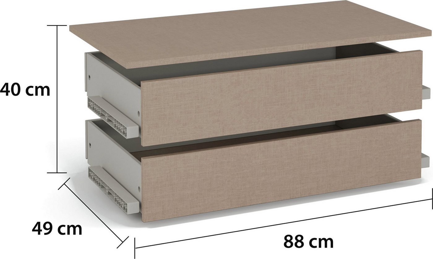 rauch Schubladeneinsatz Zubehör für rauch-ONE Schränke Kleiderschrank Garderobe, mit 2 Schubladen,Tiefe, 49 cm, MADE IN GERMANY