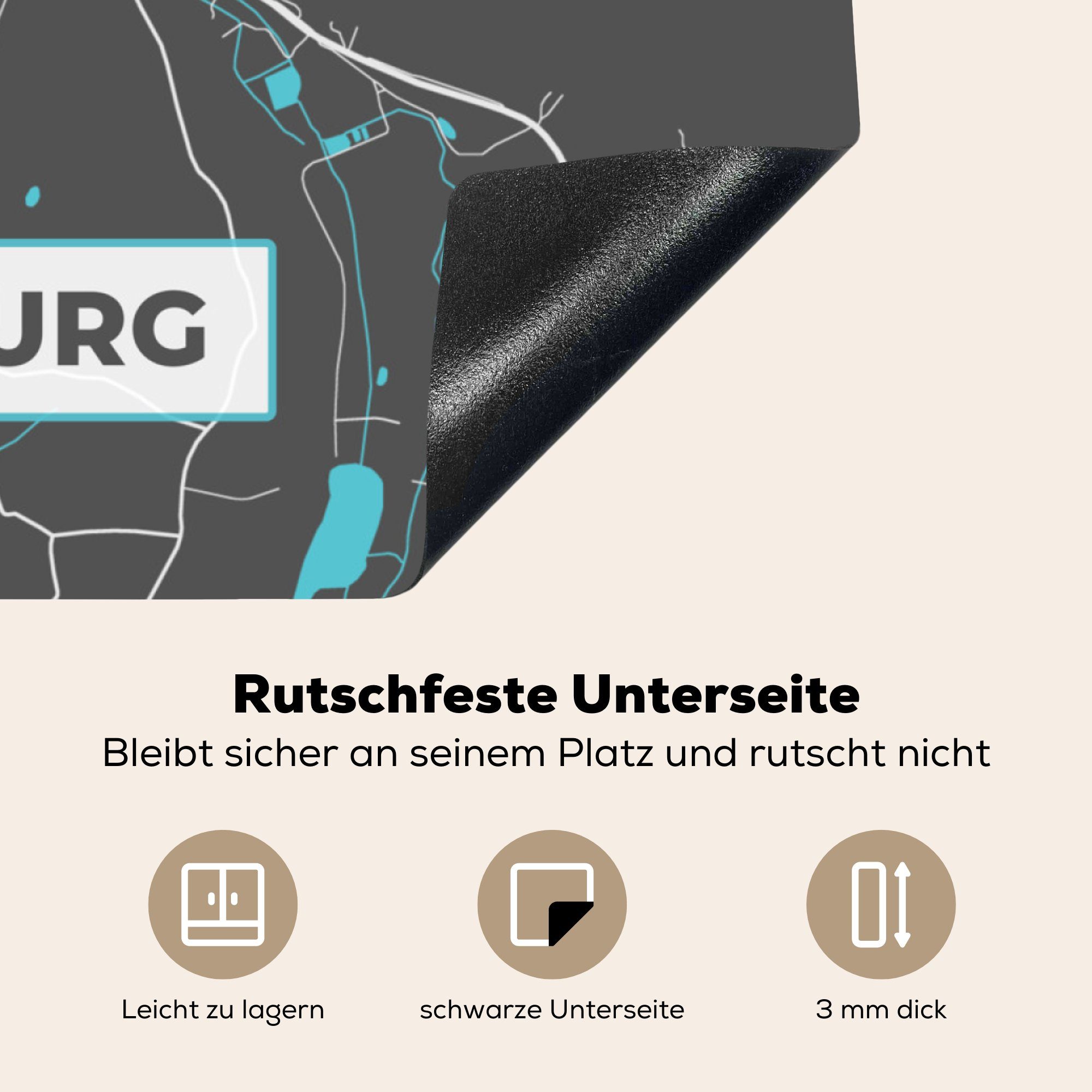 tlg), Ravensburg, Ceranfeldabdeckung, Vinyl, MuchoWow Karte Deutschland cm, küche Herdblende-/Abdeckplatte - - Arbeitsplatte - Stadtplan für 78x78 (1 - Blau
