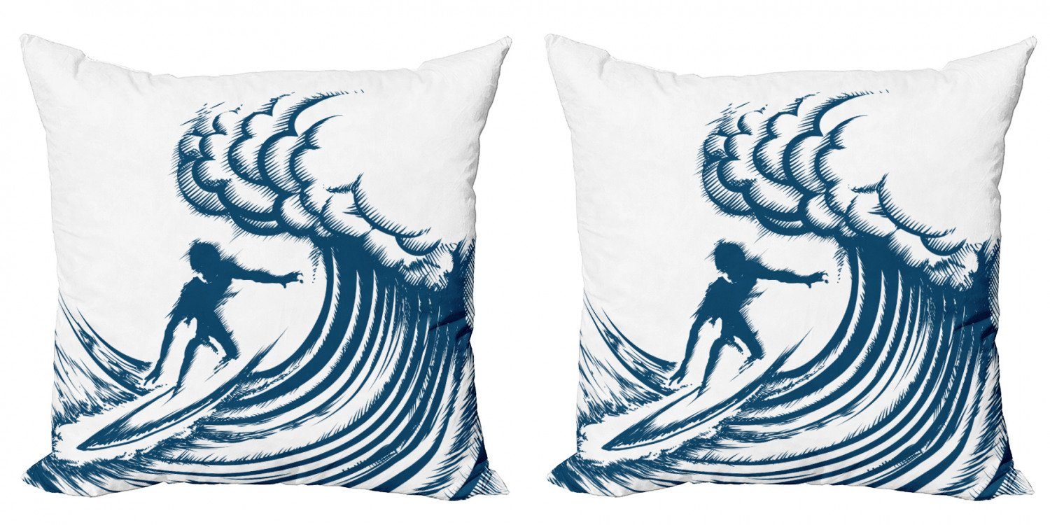 Kissenbezüge Modern Accent Doppelseitiger Digitaldruck, Abakuhaus (2 Stück), Surfen Reiten eine Big Wave Art