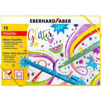 Eberhard Faber Filzstift »Glitter-Fasermaler, 16 Farben im Geschenkkarton«