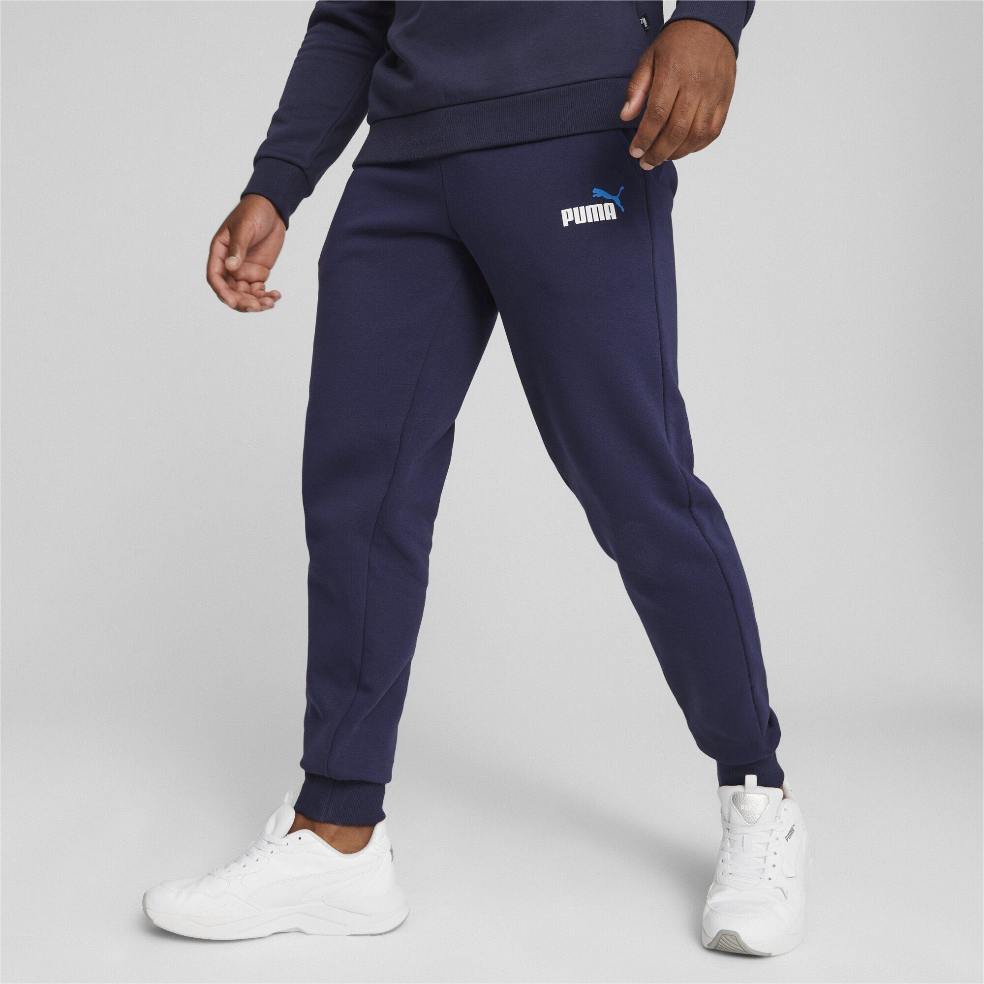 Sporthose Herren zweifarbigem mit PUMA Logo Essentials+ Blue Navy Hose