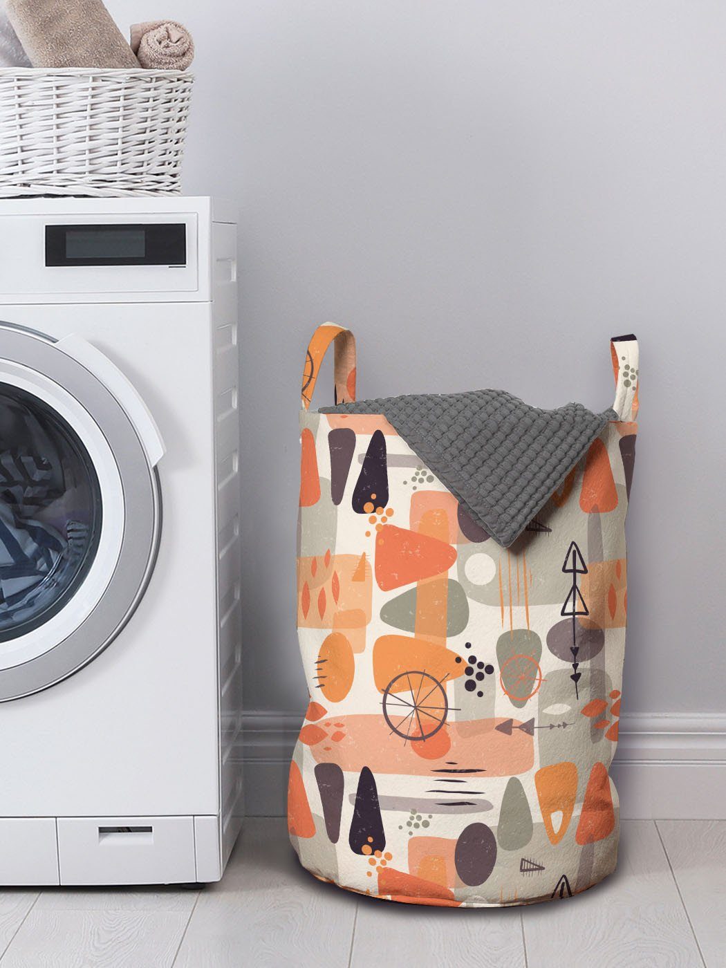 Grunge Abstrakt Griffen Distressed Waschsalons, für Kordelzugverschluss mit Abakuhaus Wäschekorb Wäschesäckchen Forms