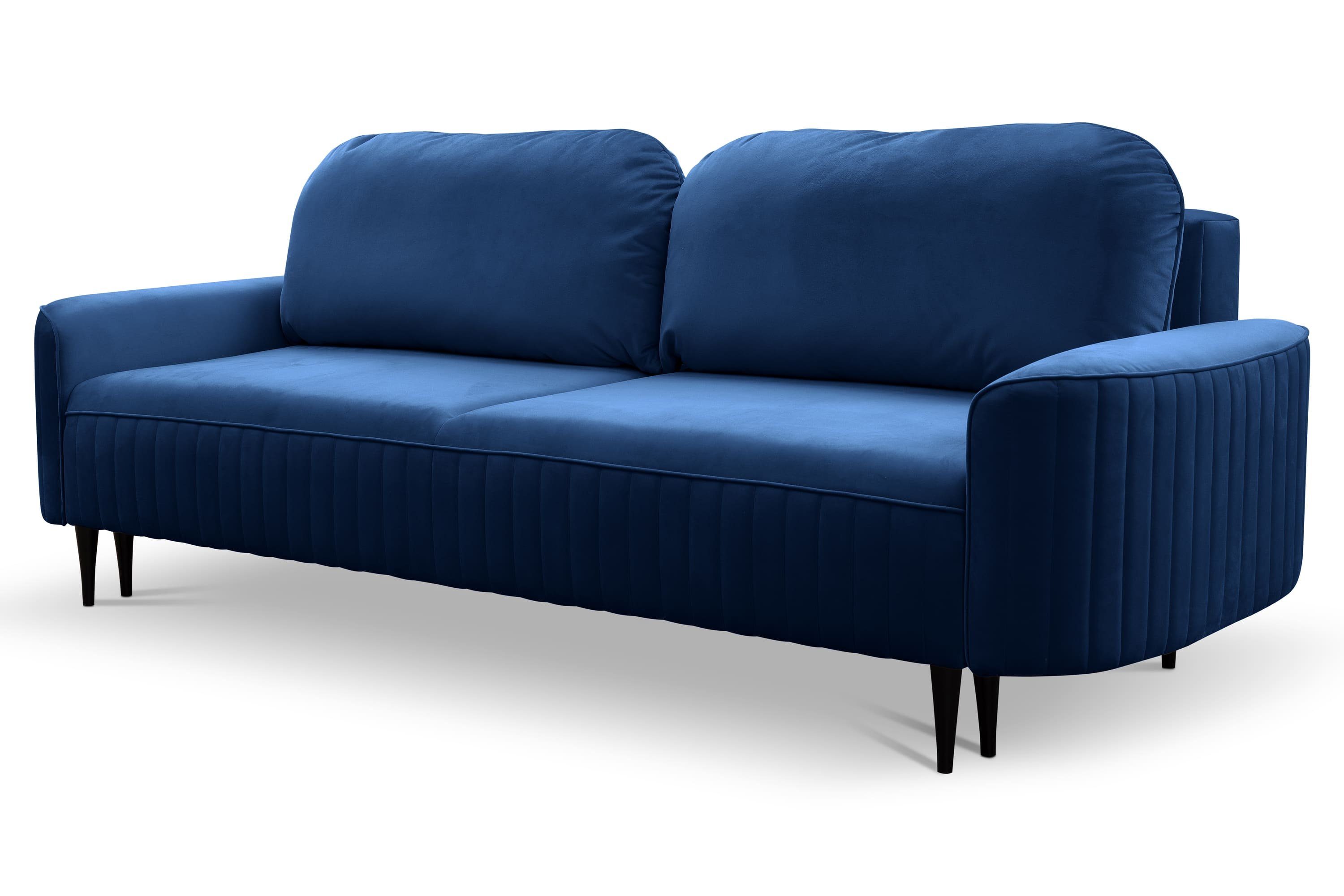 MOEBLO Schlafsofa VENCE, Schlafcouch mit Bettfunktion Sofa Couch für Wohnzimmer Schlafsofa Federkern Sofagarnitur Polstersofa Samtstoff, mit Relaxfunktion
