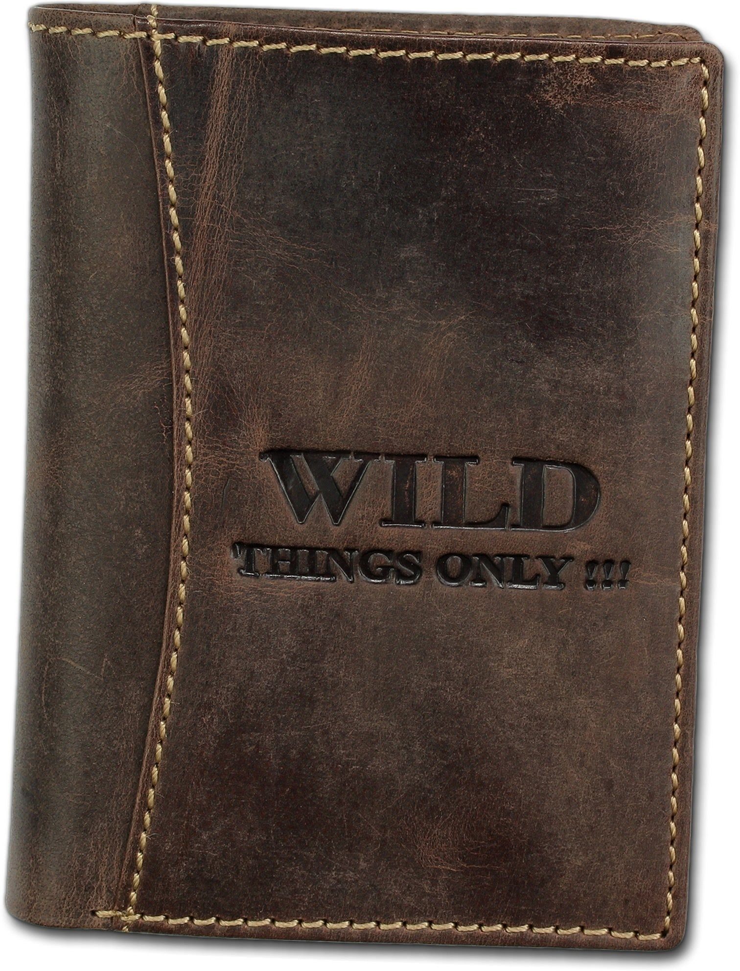 Wild Things Only !!! Geldbörse Wild Things Only Ledergeldbörse Unisex (Portemonnaie, Portemonnaie), Portemonnaie aus Echtleder braun, Größe ca. 9,5cm