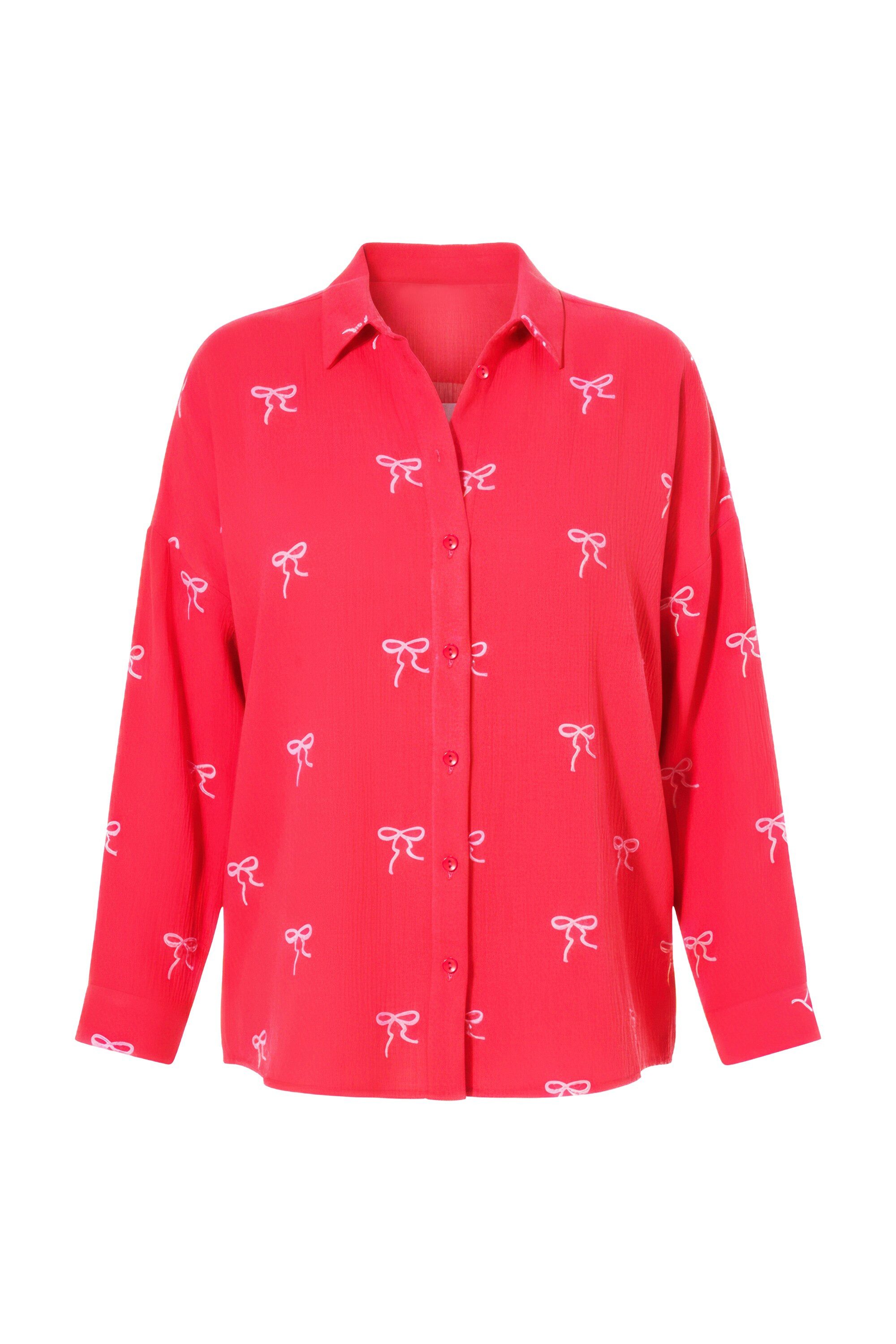 Studio Untold Hemdbluse Hemdbluse oversized Musselin Stick-Schleifen günstig online kaufen