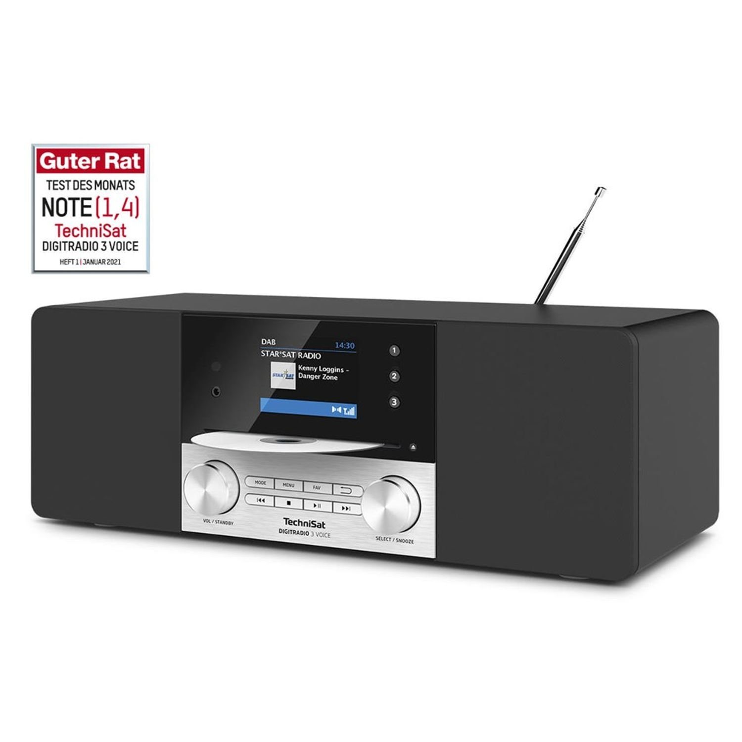 TechniSat DIGITRADIO 3 VOICE DAB+ UKW CD-Player MP3-Wiedergabe  Sprachsteuerung Digitalradio (DAB) (2,8" Display, USB-Schnittstelle mit  Ladefunktion)