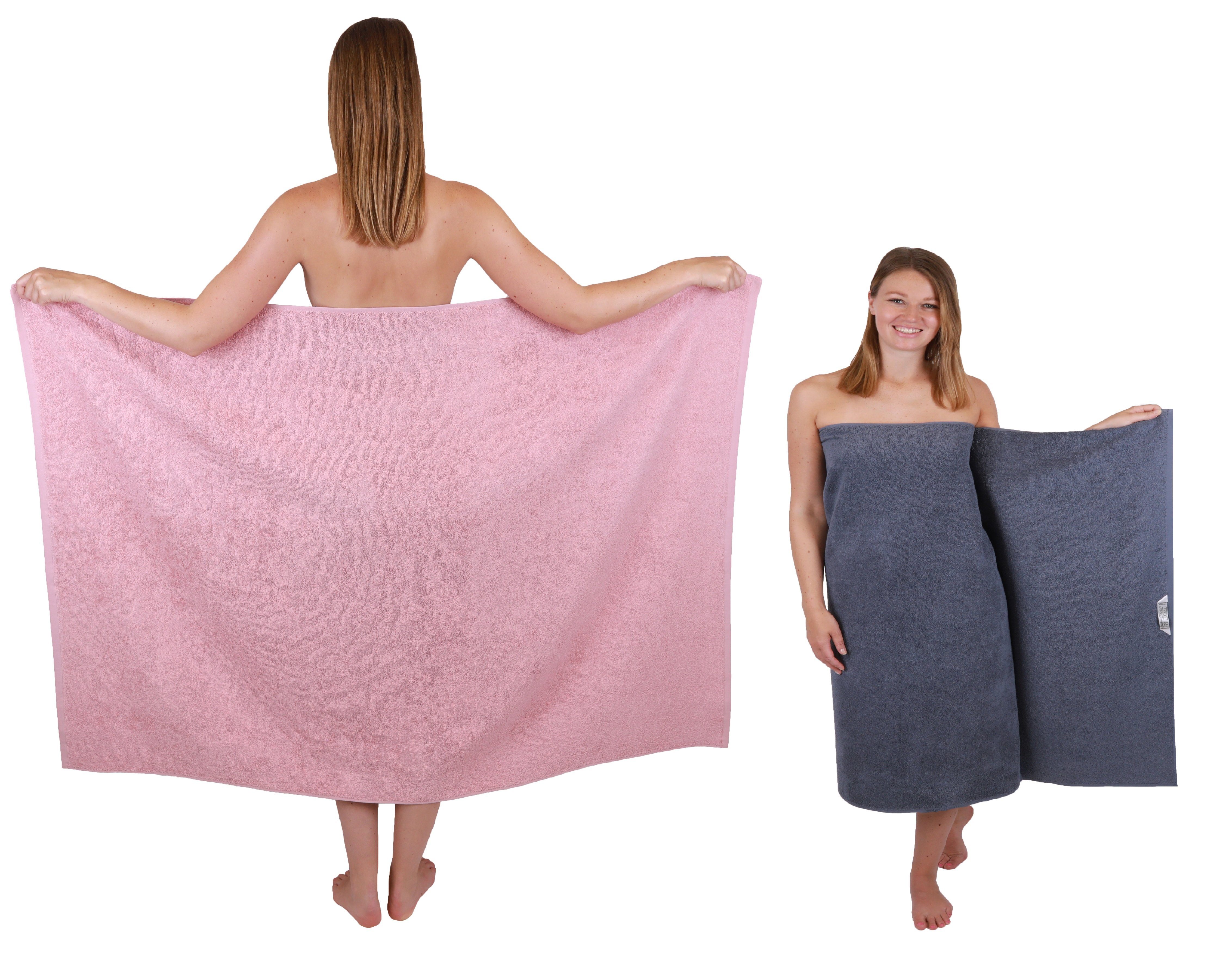 Betz Duschtücher Maxi 2 Stück XXL BERLIN Badetuch 100x150 cm lotus-dunkelgrau, 100% Baumwolle