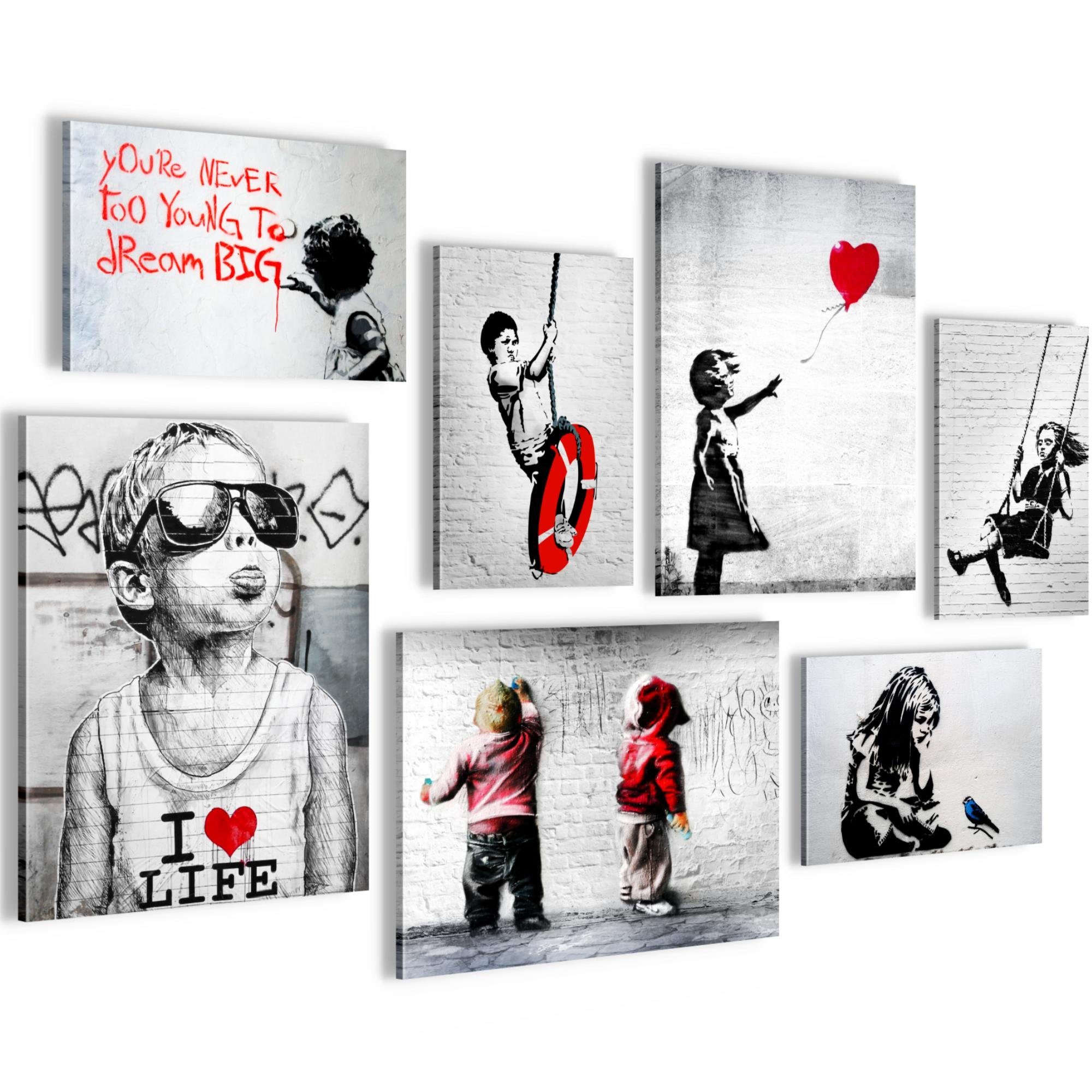 Novart Wandbild Banksy Collage Aufhängfertig Street Art 100 x 70 cm, Kinder, ‎