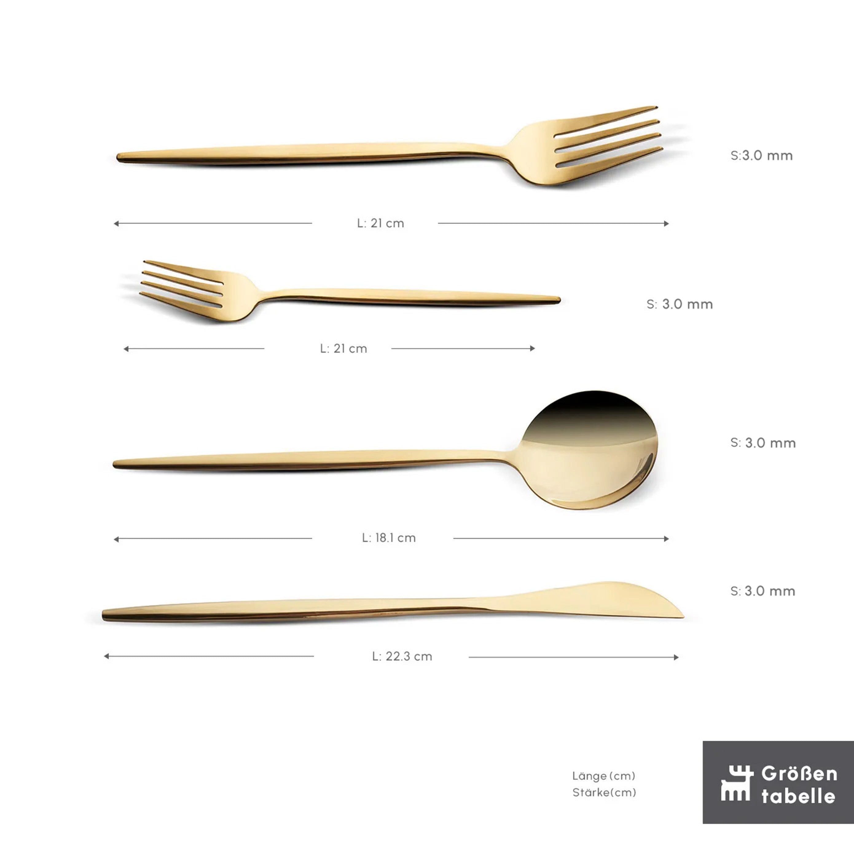 Karaca Besteck-Set Karaca Bella Shiny Gold V2 Besteckset 24-tlg für 6 Pers.