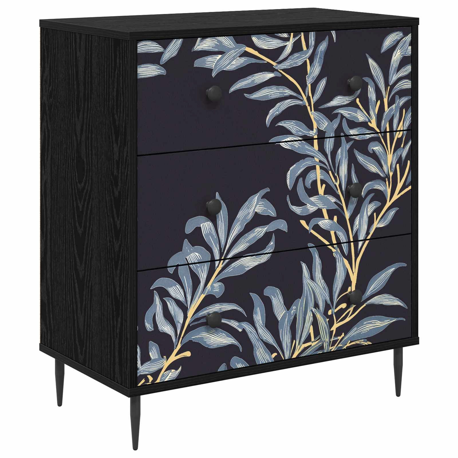 vidaXL Schranksystem Kommode DOKKUM Blaues Farnmuster 66 x 36,5 x 76 cm (1-St)