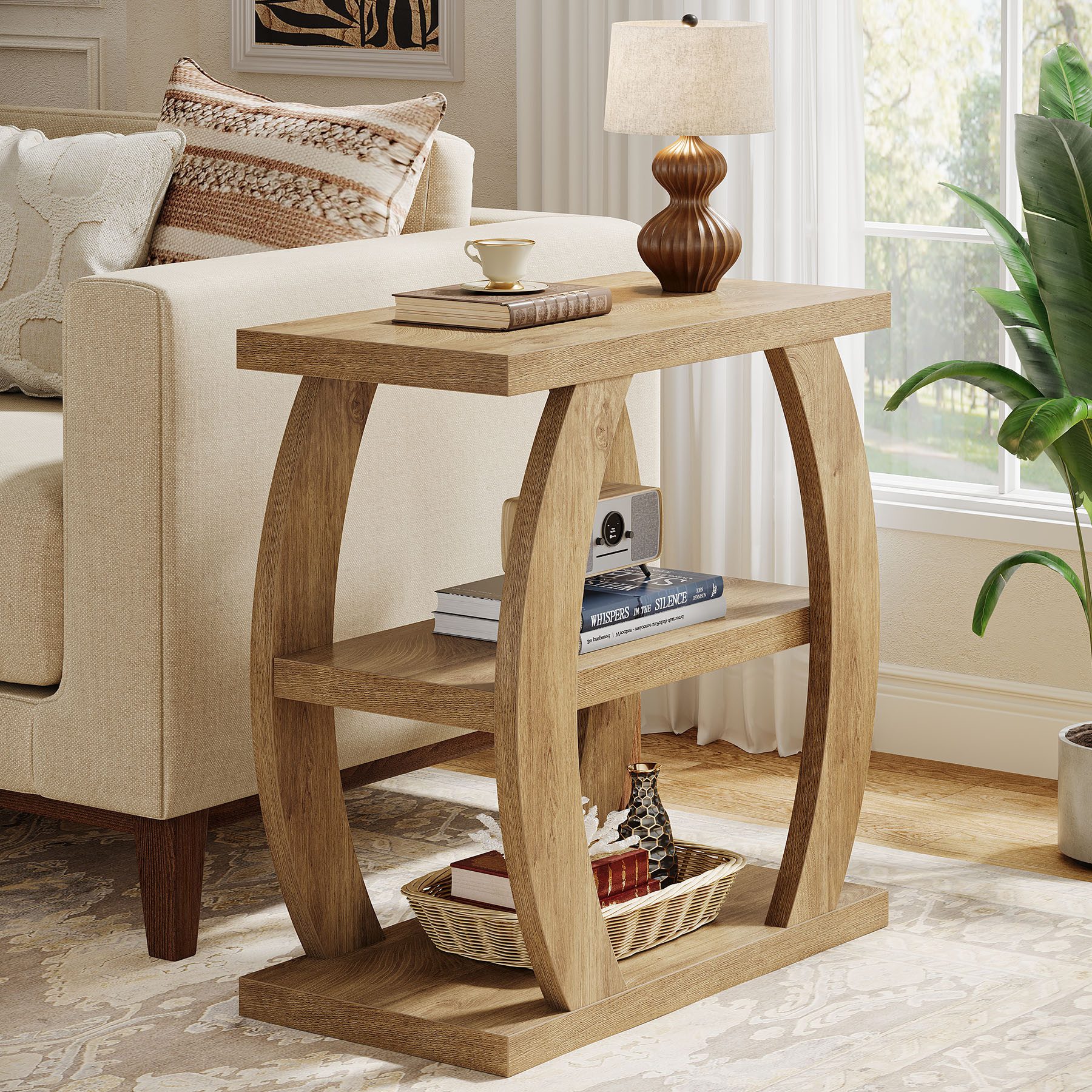 Tribesigns Beistelltisch Sofatisch mit Stauraum, 3-stöckiger couchtisch, La günstig online kaufen