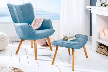 riess-ambiente Sessel SCANDINAVIA hellblau / natur, Einzelsessel · mit Flachgewebe-Bezug · im Scandinavian Design