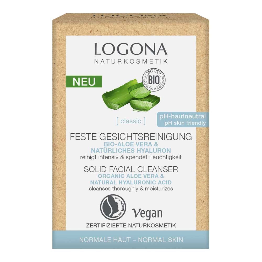 LOGONA Haarshampoo Aloe Vera & Hyaluron - Feste Gesichtsreinigung 60g