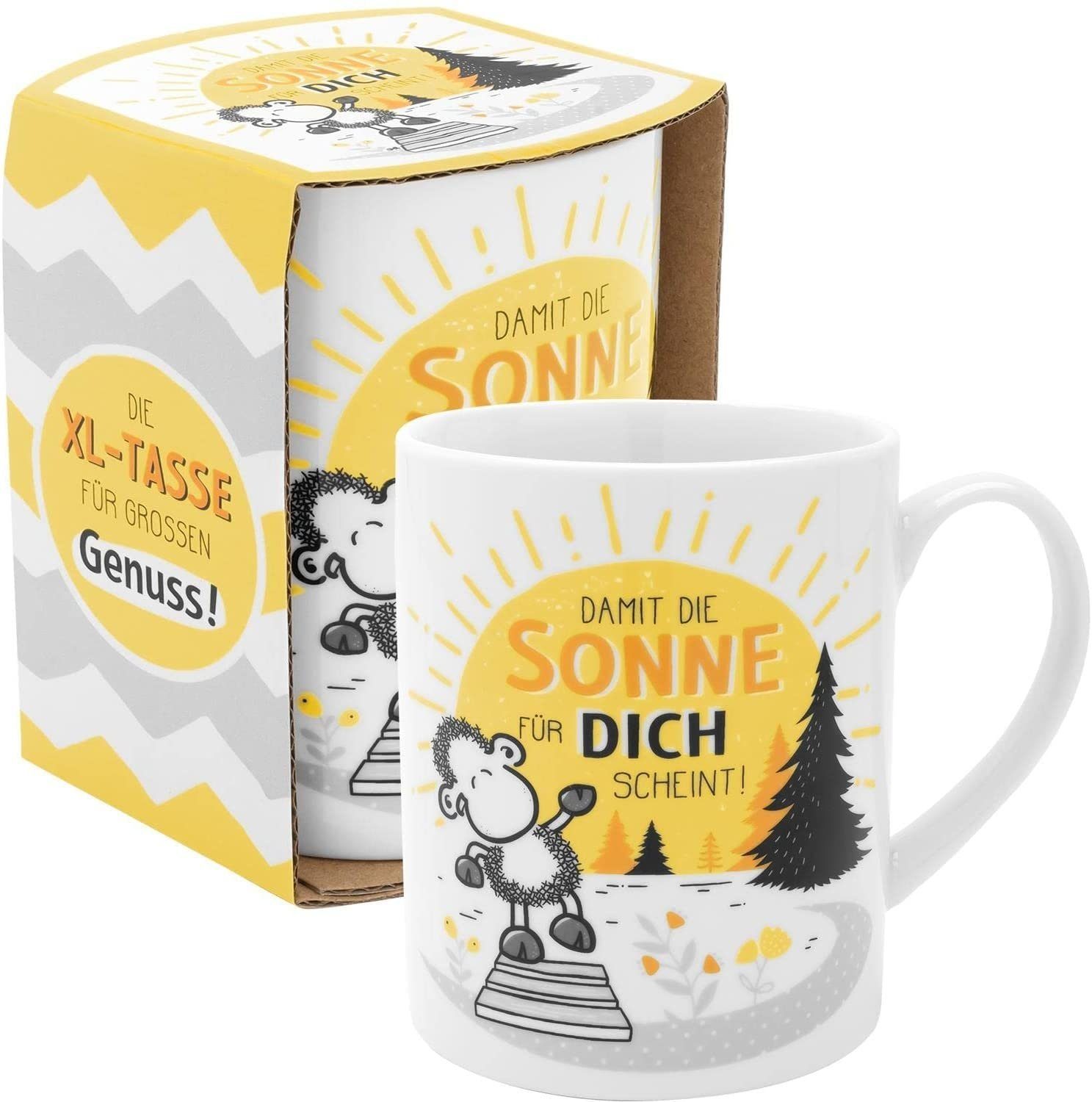Sheepworld Tasse XL Jumbo Tasse Kaffetasse Kaffeebecher Teetasse 60cl Sheepworld Sonne, Porzellan