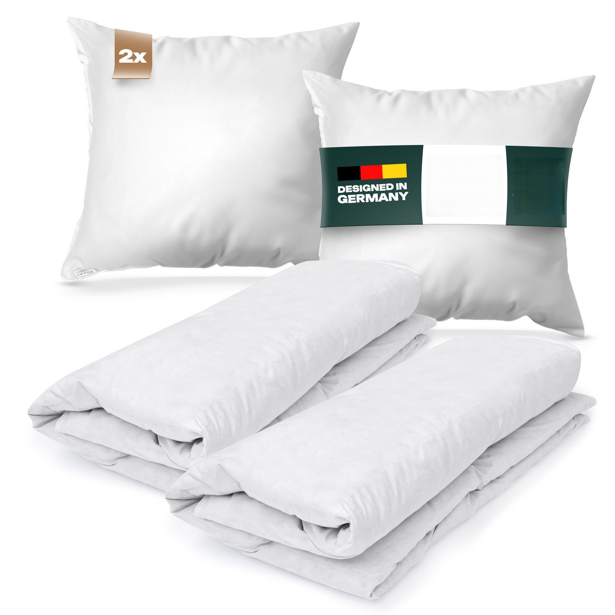 Waidmeister Federbettdecke Feder-/Daunenbettdecke + Kopfkissen Bettenset 4t günstig online kaufen