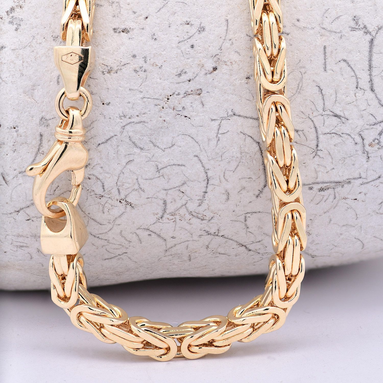 HOPLO Königskette Goldkette Königskette Länge 19cm - Breite 4,0mm - 750-18 Karat Gold, Made in Germany