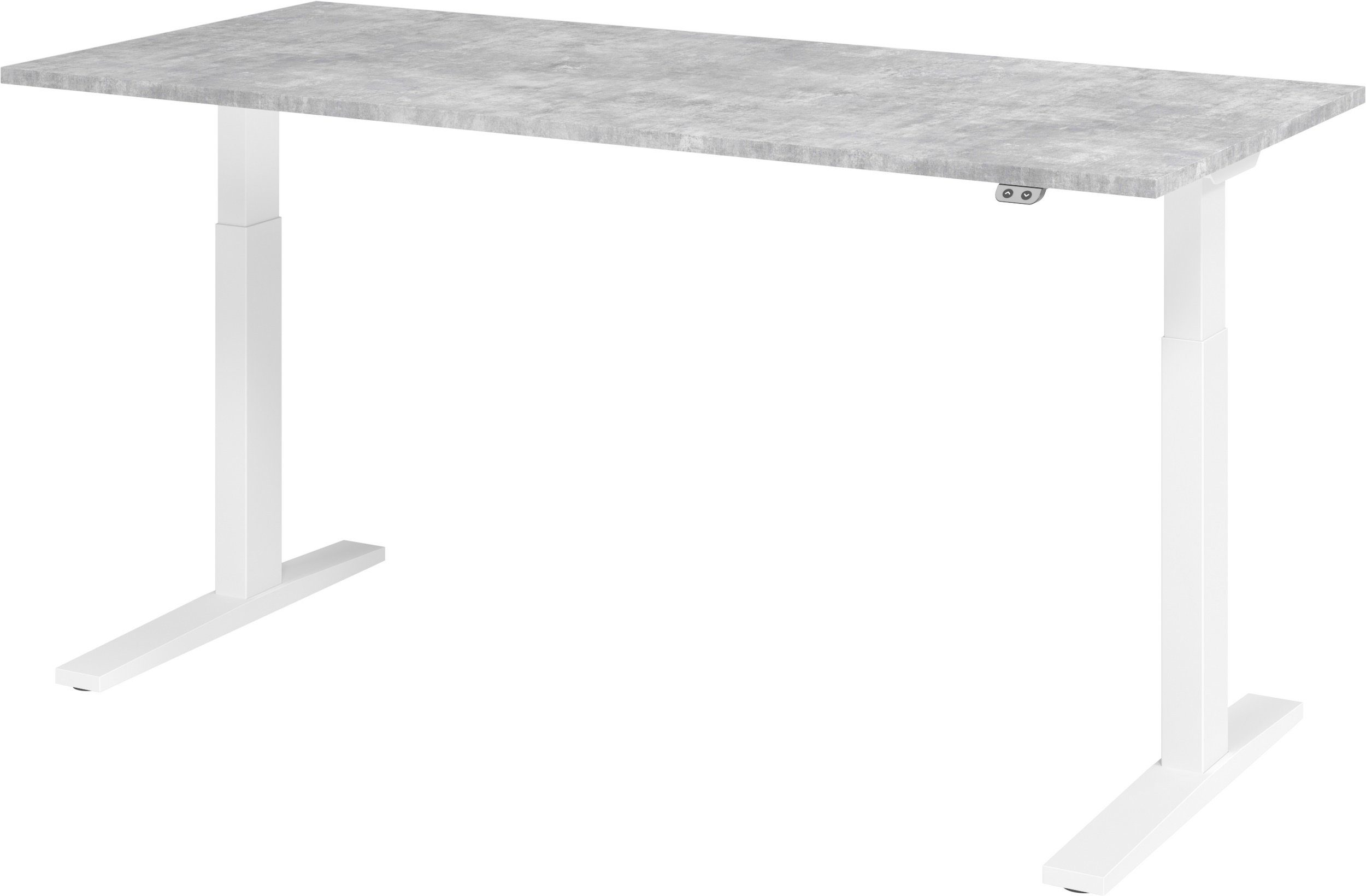 bümö Schreibtisch Schreibtisch elektrisch XMKA, Rechteck: 180 x 80 cm - Dekor: Beton - Gestell: Weiß Weiß | Beton